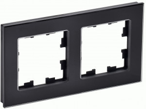IEK BRITE Рамка СУ 2 мест. РУ-2-2-БрЧ стекло черн. BR-M22-G-K02