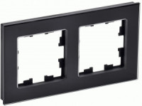 IEK BRITE Рамка СУ 2 мест. РУ-2-2-БрЧ стекло черн. BR-M22-G-K02