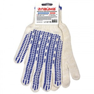 Перчатки хлопчатобумажные, 1 ПАРА, 7 класс, 70 г, 233 текс, ПВХ-протектор, ЛАЙМА ПРЕМИУМ, европодвес