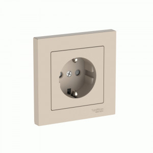 Systeme Electric ATLASDESIGN роз. СУ 1 мест. (земля) штор, 16А (автоклеммы) ПЕСОЧНЫЙ ATN001244S (5!)