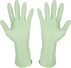 Перчатки латексные (резиновые) с х/б напылением, зеленые, размер M 101279 Рыжий Кот