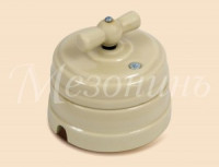 МЕЗОНИНЪ выкл. ОУ повор. 2 полож, проходной с рамкой(D70x60, 10А, 250В), сл.кость фарфор GE70404-02