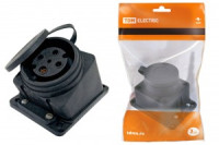 TDM розетка ОУ 1гн. настенная с заглушкой наклон. каучук 3Р+РЕ 32А 380В IP44  SQ0612-0009