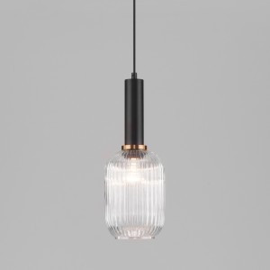 EUROSVET св-к подвесной 1x40W E27 140x140x1130 черный/прозр. Bravo 50181/1