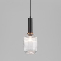 EUROSVET св-к подвесной 1x40W E27 140x140x1130 черный/прозр. Bravo 50181/1