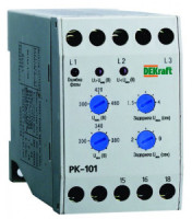 DEKraft реле контроля фаз РК-101 380В тип 01, 1 перекл. конт. (обрыв, перекос, черед. фаз) 23300DEK