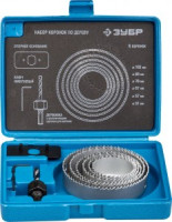 Набор ЗУБР "ЭКСПЕРТ" Коронки по дереву 51-102мм, державка с опорным основанием, имбусовый ключ 2,5м,