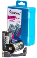 Ак-р Космос C/R14 Li-ion 1,5V 5000mWh (~3300mAh) прямой заряд через USB-C BL2 KOCR14Li5000mWh2B