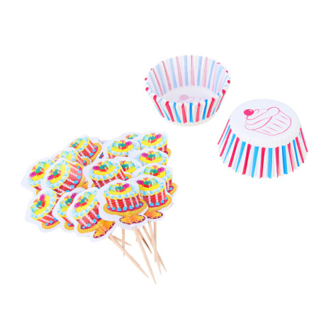 FNtastic Набор для кекса, формы 12 шт + шпажки с декором 24 шт, 4 дизайна
