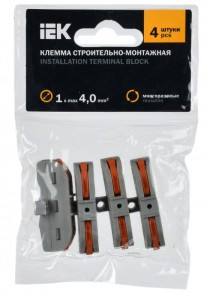 IEK клемма проходная СМК 222-4111P с рычагом 1х(0,08-4мм2) ушко, (уп.4шт цена за уп) UKZ20-4111P-004