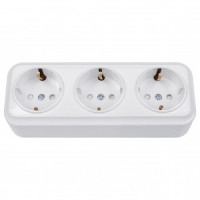 Bylectrica Вариант роз. 16А 3 мест. ОУ (земля) штор. (корп. ABS) белый РА16-0166