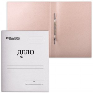 Скоросшиватель картонный BRAUBERG, гарант. пл. 400 г/м2, до 200л. 126524