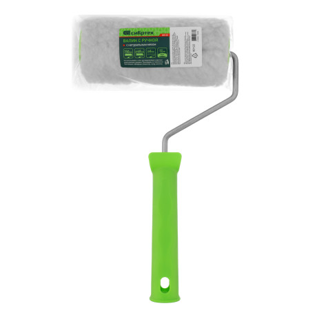 Валик с натуральным мехом, с ручкой, 150 мм, ворс 12 мм, D 48 мм, D ручки 6 мм, Сибртех