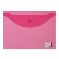 Папка-конверт с кнопкой STAFF, А4, 340х240 мм, прозрачная, красная, до 100л., 0,12 мм, 225172