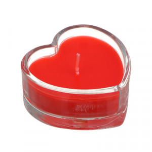 LADECOR Набор свечей в стеклянном подсвечнике в виде сердца, 2 шт, парафин, цвет красный