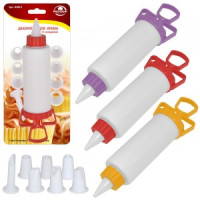 Декоратор-шприц д/крема с 8 насадками (кратность 6шт!!!), пластик JH80-2 Мультидом