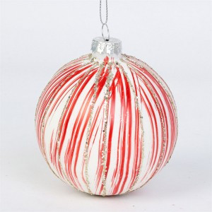 Шар "Наряд" 8см, цвет бело-красный (кратность16шт!)(цена за 1шт) Волшебная страна