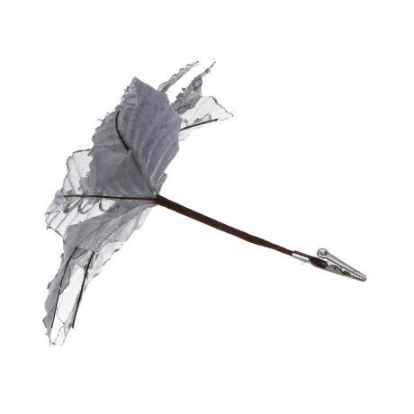 СНОУ БУМ Пуансетия 20 см на прищепке (9 лепестков), глиттер, металл, полиэстер, 26-524