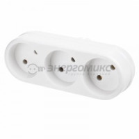 REXANT разветвитель (тройник) 3роз. 6/10А линейный (угол 45гр., PP полипропилен) белый 11-1078