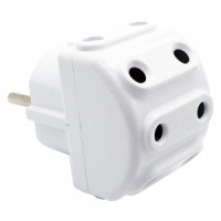 AY-KA (АЙКА) разветвитель (тройник) 5роз. 10A 250В плоская вилка белый (Турция) 7714300