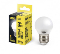 IEK лампа св/д шар G45 E27  3W(300lm) 3000K 2K 83x45 матовая LLE-G45-3-230-30-E27
