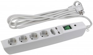 ЭРА сет. удл.-фильтр SFU ПВС 3х0.75 5роз(1пл)+2USB 2м 10А (полн.защита, земля, шт.,бел) SFU-5es-2m-W