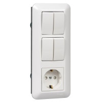 Systeme Electric BLANCA блок выс.53(роз земля+2 кл. выкл.+2 кл. выкл.)СУ бел. БК2ВР-008Б-б(5!)