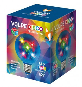 Лампа-диско E27 1.5W RGB Volpe Disco 3D ULI-Q308 "Звезды" d=8см 220V 1,5W/RGB/E27