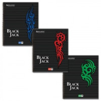 Тетрадь 96л., BRAUBERG гребень, клетка, выбор. лак, &quot;Black Jack&quot;, 3 вида, EAC, 401850