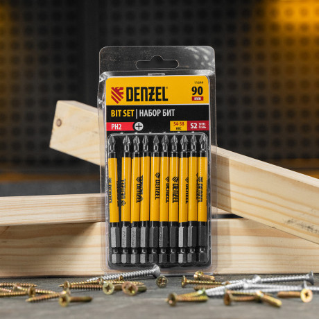 Бита PH2х90, сталь S2, цилиндр., 10 шт. Е 6,3 Denzel