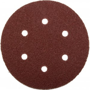 Круг шлифовальный ЗУБР "МАСТЕР" универс, абразив бумага на велкро основе, 6 отверст, Р40, 150мм,5шт