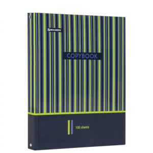 Тетрадь на кольцах БОЛЬШОГО ФОРМАТА (225х300 мм) А4, 100 л., картон, клетка, глянцевая ламинация, BR