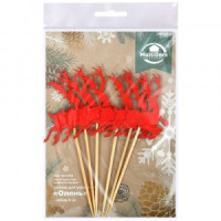 Топпер для украшения Олень 13,5см, н-р 6шт (кратность 6!!!) дерево, бумага VL2-318 Мультидом