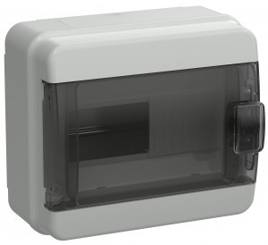 IEK TEKFOR бокс (корпус) пластик. ЩРН-П- 8 мод. навесной, прозр. черная дверь IP65