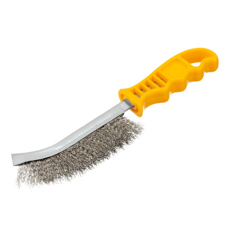 Щетка металлическая с пластмассовой ручкой, нержавеющая проволока DENZEL