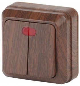 ЭРА Intro Quadro выкл. ОУ 2 кл. инд. 10А, IP20, венге 2-105-10 53770