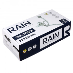 RAIN Смеситель для ванны Авантюрин, прямой излив 35см, душ. набор, картридж 35мм, латунь, хром