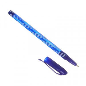 Ручка шариковая синяя, с цветным &quot;закрученным&quot; корпусом, 0,7 мм, 4 цвета корпуса, инд. маркировка