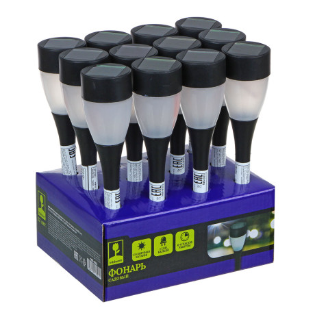 INBLOOM Фонарь садовый на солн. батарее, 4.5х25.5см, 1х1 1.2V 2/3ААА 100mAh, 1LED*белый, пластик