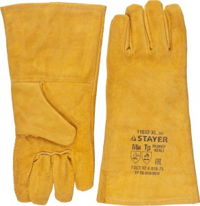 Термостойкие краги STAYER "PROFI" с подкладкой, для сварки и тяжелых механических работ, с подкладко