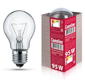 Camelion A55 E27 95W ЛОН гофра, прозрачная 95/A/CL/E27/G