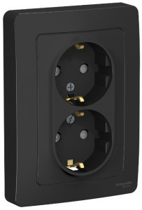 Systeme Electric BLANCA роз. СУ 2 мест. 16А антрацит (земля, штор.) BLNRS001126 (6!)