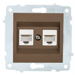 OVIVO мех. роз. СУ комп. 2 мест. (RJ45 CAT6) мокка (ко всем рамкам) 600-000319-230