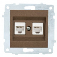 OVIVO мех. роз. СУ комп. 2 мест. (RJ45 CAT6) мокка (ко всем рамкам) 600-000319-230