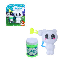 ИГРОЛЕНД Пистолет для выдувания мыльных пузырей, &quot;Зверята&quot;, РР, 40мл., мыльн. р-р., 17х4х15см, 3диз.