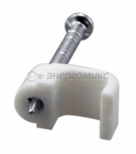 REXANT скоба плоская с гвоздем пластик.  6мм х 4мм (упак. 50 шт.), (10!) 07-4206