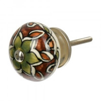 Ручка керамическая для мебели Индийский узор ручн росп разноцв (в кор 6 шт, цена за шт) BLUMEN HAUS