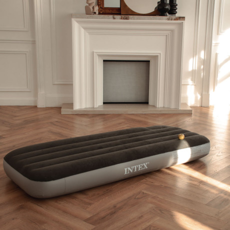 INTEX Матрас надувной DOWNY AIRBED, встроенный ножной насос, 191x76x25см, до 136кг, 64760