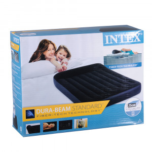 INTEX Кровать надувная с подголовником ФУЛ, FIBER-TECH, 137x191x25см, встр.электронасос, 64148NP