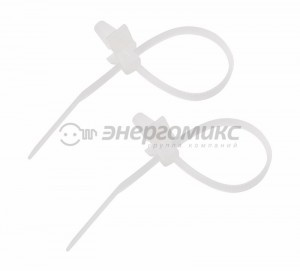 REXANT хомут кабельный с крепежным пистоном 100x2.5 мм 100 шт  белый, (10!) 07-0107